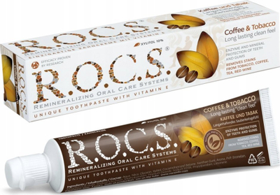 Pastë dhëmbësh R.O.C.S. Coffee & Tobacco, për njolla nga kafeja e duhani, 60 ml
