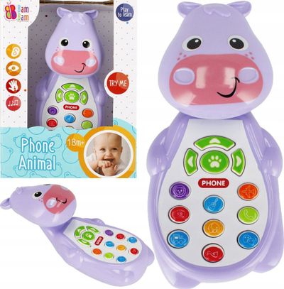 Музичка играчка телефон BAM BAM Hippo 499231, со звуци и мелодии, сина