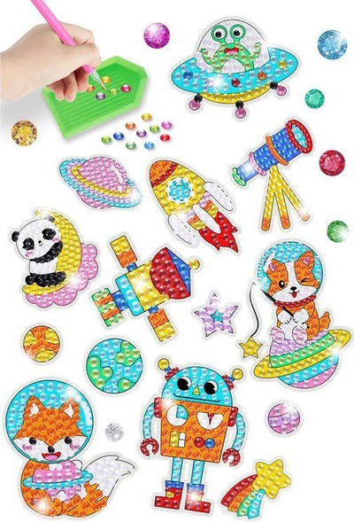 Set ngjitës mozaik LeanToys Diamond Embroidery, motiv astronaut në hapësirë, shumëngjyrësh
