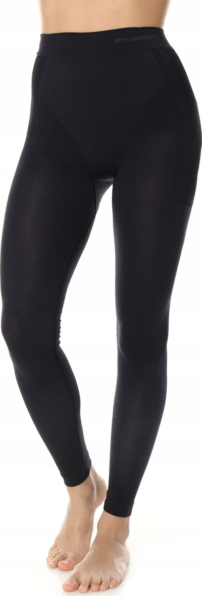 Legginsa termikë Brubeck Comfort Wool LE11320 për goca, lesh merino, përmasa XL, ngjyrë e zezë