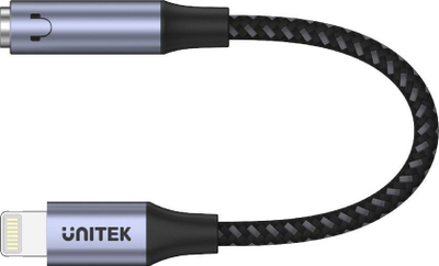 Adapter audio Unitek Lightning në 3.5 mm, kabllo e shkurtër, argjendtë me të zezë