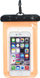 Xhep plastike universale kundra ujit për telefon, mbyllje plastike dyshe, xham 80x145 mm, portokalli