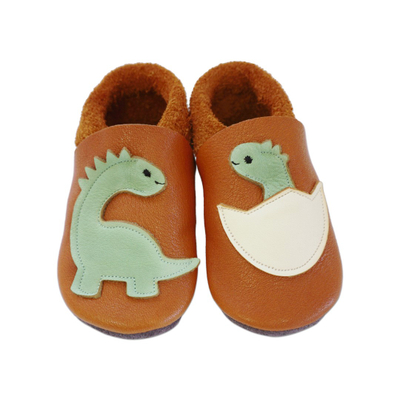 Papuçe bebesh Baobaby Dino Surprise, lëkurë, madhësia S, kafe