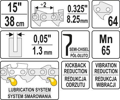 Zinxhir i sharrës Yato 15" 0.325 (YT-84945), 1.3 mm