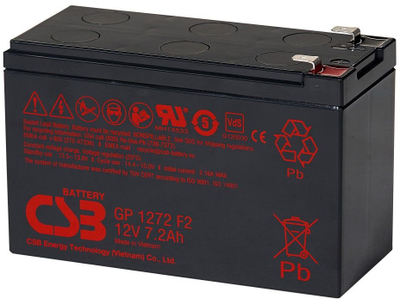 Bateri CSB GP1272 F2, 12V, 7.2Ah, e zezë