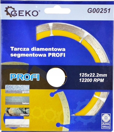 Disk prerës diamant GEKO, 125mm, segmentuar, gri