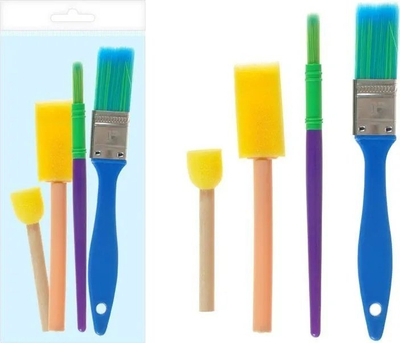 Set kreativ furça dhe sfungjerë për pikturë, 4 copë, shumëngjyrësh