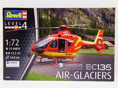 Model helikopter Revell EC135 Air Glaciers, shkalla 1:72, plastik
