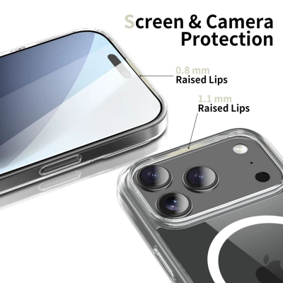 Mbajtëse telefoni Tech-Protect FlexAir Hybrid MagSafe për iPhone 17 Pro Max, transparente, që s’e ha kollaj goditja