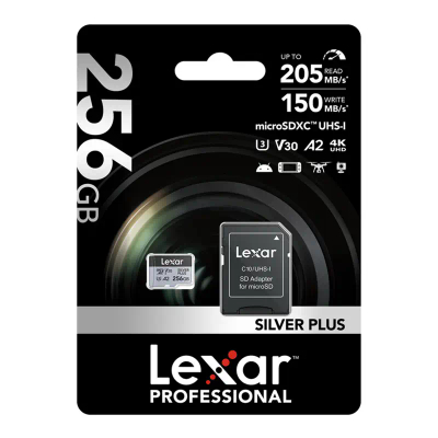 Kartë memorjeje Lexar High-Performance Silver Plus microSDXC 256GB  adapter