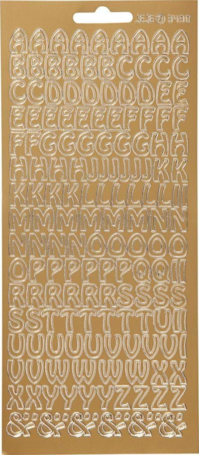 Ngjitëse me shkronja Creotime Foil Stickers Alphabet, 208 copë, ngjyrë ari