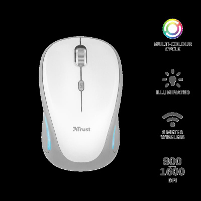 Maus wireless Trust Yvi FX, optik, 1600 dpi, i bardhë