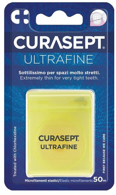 Забен конец Curasept Ultra Fine Unwaxed, антибактериски, 50 m