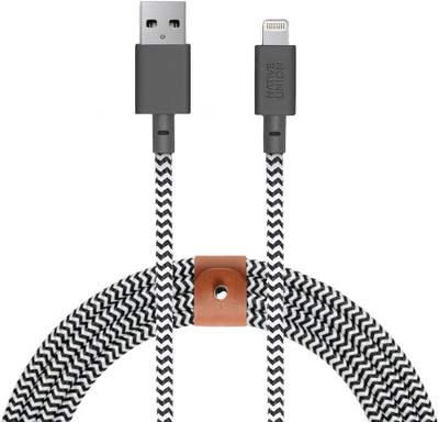 Kабел USB Native Union BELT, USB A во Lightning, 3 m, црно бел