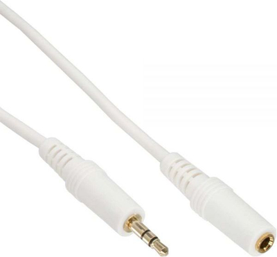 Kabllo zgjatuese audio InLine, Jack 3.5mm mashkull femër, 1m, e bardhë
