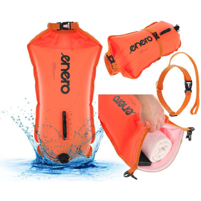 Bojë noti me ajër Enero Safety Buoy Dry Pocket, 72x36 cm, xhep që s’e merr uji, portokalli