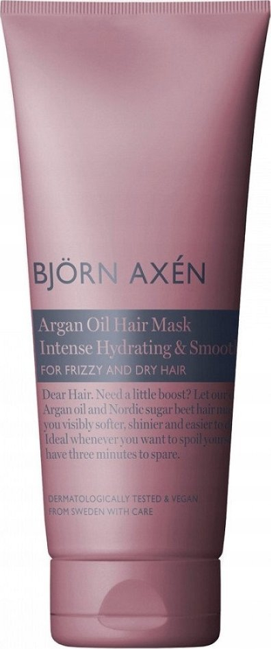 Maskë për flokë Björn Axén Argan Oil Hair Mask, hidratim i fortë, 200ml, rozë