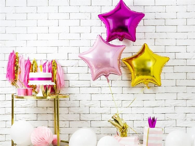 Декоративен балон PartyDeco Ѕвезда, 48 cm, фолија, темно розова