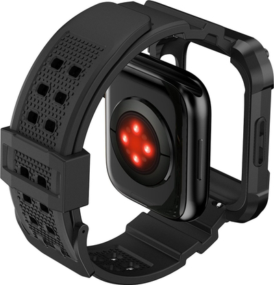 Këllëf me rrip Kingxbar CYF134 për Apple Watch 44mm, çelik edhe TPU, i zi