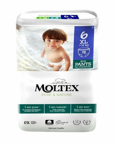 Pelena mbathje për bebe Moltex Pure & Nature Pants, XL, +14 kg, 18 copë