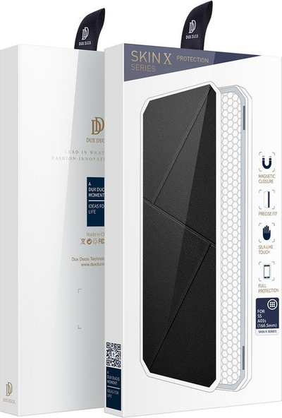 Këllëf telefoni Dux Ducis Skin X, për Samsung Galaxy A03s, me kapak, me xhep karte, i zi