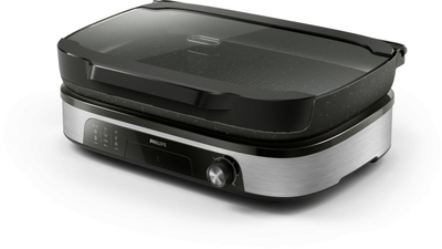 Grill i brendshëm Philips HD6212/90, 2400W, pllakë jo ngjitëse, zi argjendtë