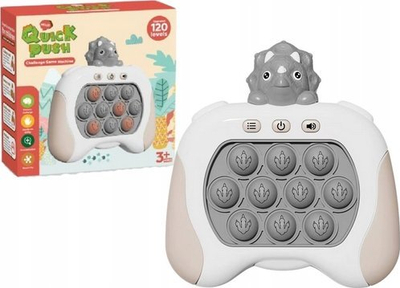 Lojë sensoriale LeanToys Quick Push Triceratops, Pop It elektronike me drita, gri