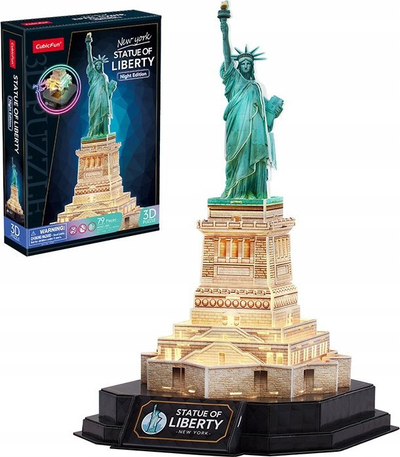 Puzzle 3D CubicFun Statue of Liberty, me drita LED, version nate