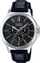 Orë dore Casio LTP-V300L-1A, për femra, lëkurë, e zezë