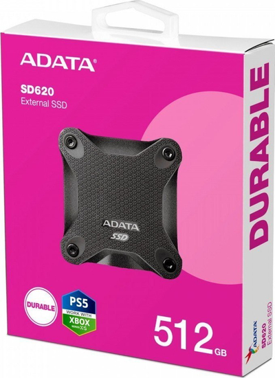 SSD i jashtëm ADATA SD620, 512GB, 520 MB/s, ngjyrë e zezë