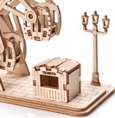 Puzzle druri 3D Little Story Rrota Panoramike, model zbukurimi, ngjyrë druri natyrale