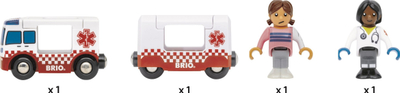 Lodër autoambulancë BRIO Rescue Ambulance, me drita dhe sirenë, për fëmijë 3+