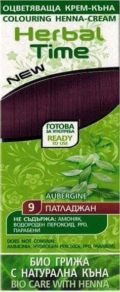 Ngjyrë flokësh Herbal Time Natural Henna, 75 ml, nuancë patëllxhan