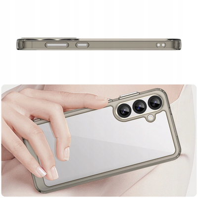 Силиконска маска за телефон Samsung Galaxy S25 Plus, гел рамка, проѕирна со црни детали