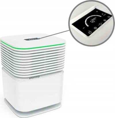 Pastrues ajri edhe lagështues Venta AeroStyle Compact AW735, për dhoma deri në 50 m², me filtra HEPA H13, i zi