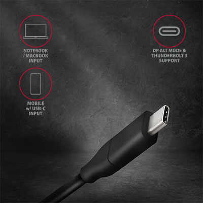 Kabllo AXAGON RVC-DPC USB-C -  DisplayPort, 1.8m, 4K / 60Hz