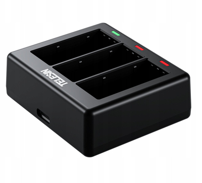 Karikues baterish Telesin Box me 2 bateri, për GoPro Hero 9‑13, i zi