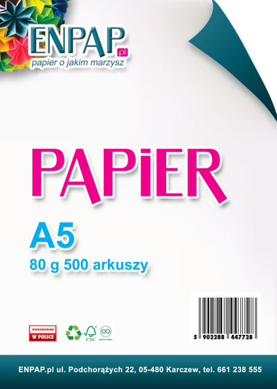 Letër kopjimi ENPAP A5, 80g, 500 fletë, e bardhë