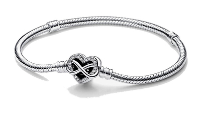 Byzylyk për femra Pandora Heart Moments 592645C01, 20 cm, i argjendtë