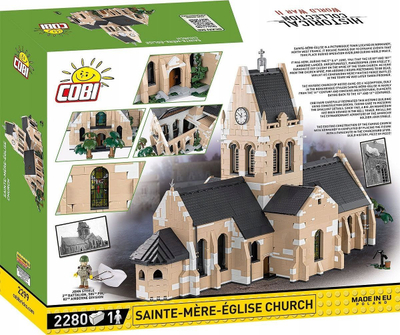 Set ndërtimi COBI Historical Collection WWII Sainte-Mère-Église Church, model kishë, edicion koleksionues, shumëngjyrësh
