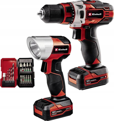 Stërvitëse pa kabllo Einhell TE-CD 12/1 Li, 12V, 2x2.0Ah, e kuqe