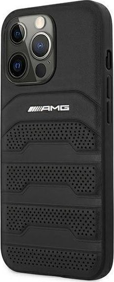 Kapak telefoni AMG Debossed Lines për iPhone 13 Pro Max, 6.7\", lëkurë, i zi