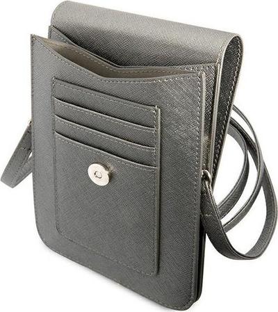 Çantë për smartphone Guess GUWBSATMGR Saffiano Triangle, lëkurë eko, gri