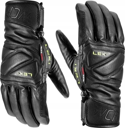 Doreza skish Leki WCR Venom Speed 3D, lëkurë, për ski alpine, të zeza Ice Lemon