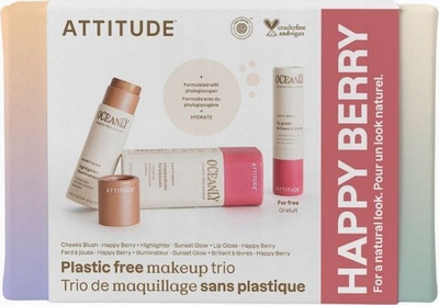 Set grim ATTITUDE Oceanly Happy Berry, blush, highlighter edhe lip gloss, ngjyra natyrale