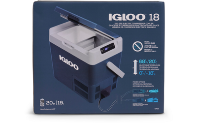 Arkë ftohëse me kompresor Igloo ICF 40, diapazon temperaturash +20 °C deri në -18 °C, blu