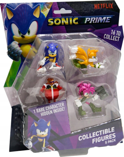 Figurina koleksionuese Sonic Prime Netflix, set 5 copë, rreth 5 cm, shumëngjyrëshe