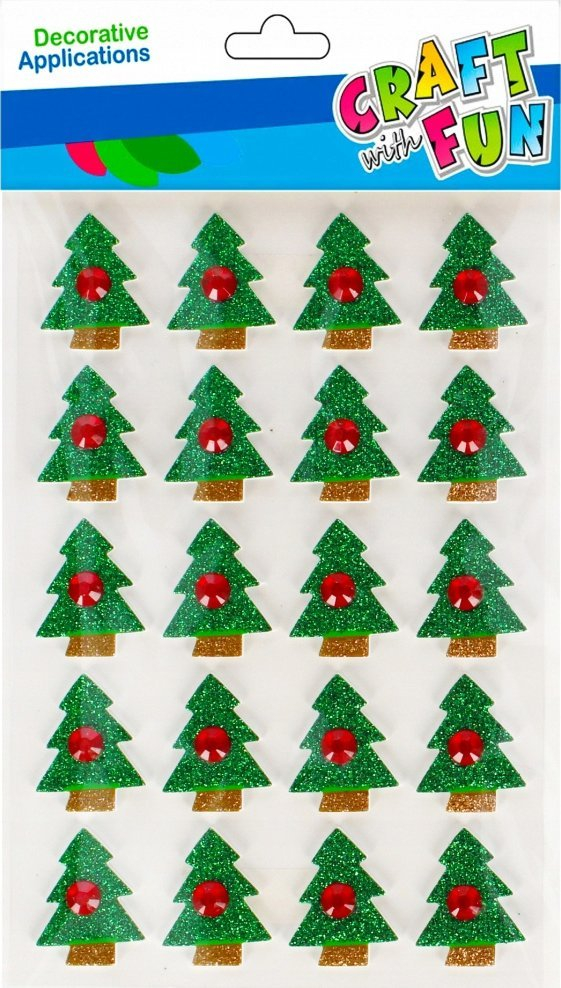 Ngjitëse dekorative Craft with Fun Christmas Tree, vetëngjitëse, glitter, jeshile