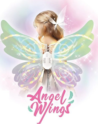 Krahë zanash Glowing Wings, LED, me muzikë, shumëngjyrëshe