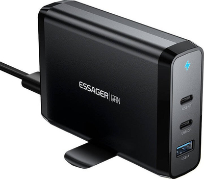 Karikues mure Essager GaN 140W, 2x USB‑C, USB‑A, i zi